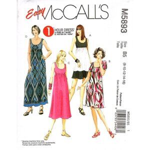 McCall's M5893 Misses 8 to 16 Loose Fitting Dress Uncut Sewing Pattern New
